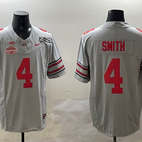Men's Ohio State Buckeyes Jeremiah Smith #4 Gray 2025 CFP Final National Champions Patch F.U.S.E. Jersey