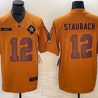 Men's Dallas Cowboys Roger Staubach #12 Brown 2023 Salute To Service Retired Player Limited Jersey1