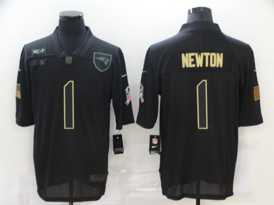 Men's New England Patriots Cam Newton #1 Black Game Player Jersey1