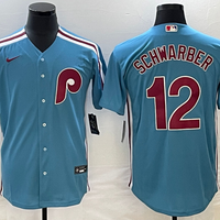 Men's Philadelphia Phillies Kyle Schwarber #12 Blue Replica Player Jersey1