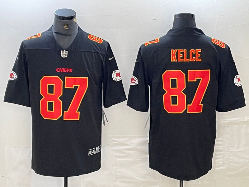 Travis Kelce #87 Kansas City Chiefs Black Fashion Game Jersey - JerseysFreak