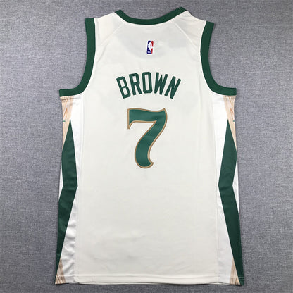 Men's Boston Celtics Jaylen Brown #7 White 2023/24 Swingman Jersey1 - City Edition