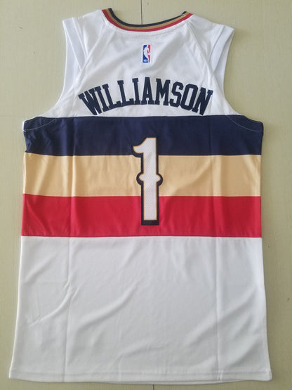Men's New Orleans Pelicans Zion Williamson #1 NBA White Swingman Jersey1