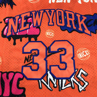 Men's New York Knicks Patrick Ewing #33 Orange Swingman Graffiti Edition Jersey1