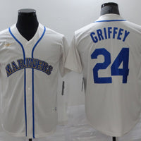 Men's Seattle Mariners Ken Griffey Jr. #24 Beige Authentic Baseball Jersey1