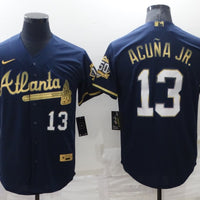 Men's Atlanta Braves Ronald Acuna Jr. #13 Navy Fashion Stitched Jersey1