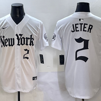 Men's New York Yankees Derek Jeter #2 White Team Game Player Jersey
