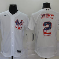 Men's New York Yankees Derek Jeter #2 White Replica Game Jersey1