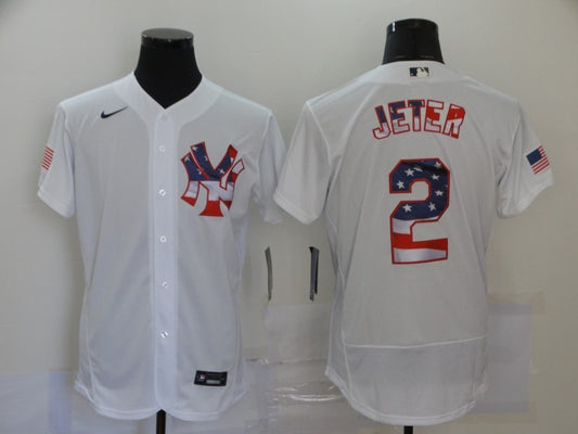 Men's New York Yankees Derek Jeter #2 White Replica Game Jersey1