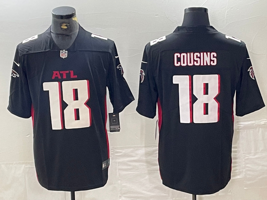 Men's Atlanta Falcons Kirk Cousins #18 Black Game Player Jersey1
