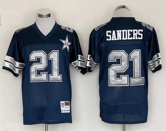 Men's Dallas Cowboys Deion Sanders Mitchell & Ness Navy Legacy Replica Player Jersey1