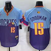 Men's Colorado Rockies Hunter Goodman #15 Purple/Light Blue 2025 City Connect Limited Player Jersey