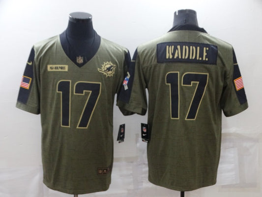 Men's Miami Dolphins Jaylen Waddle #17 Brown Game Jersey1
