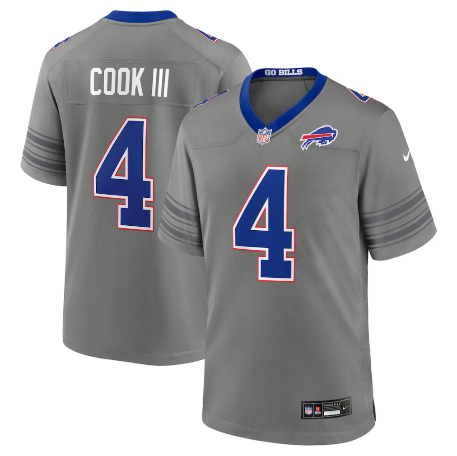 Men's Buffalo Bills James Cook III #4 Gray Nickel City Game Jersey