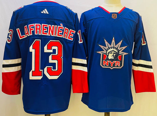 Men's New York Rangers Alexis Lafreniere #13 Blue Player Jersey1