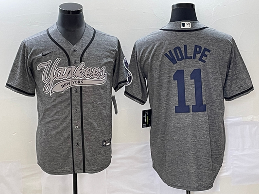 Men's New York Yankees Anthony Volpe #11 Gray Game Jersey1 Joint Edition
