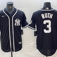 Men's New York Yankees Babe Ruth #3 Black Limited Jersey1