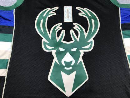 Men's Milwaukee Bucks Damian Lillard #0 Black Swingman Jersey1