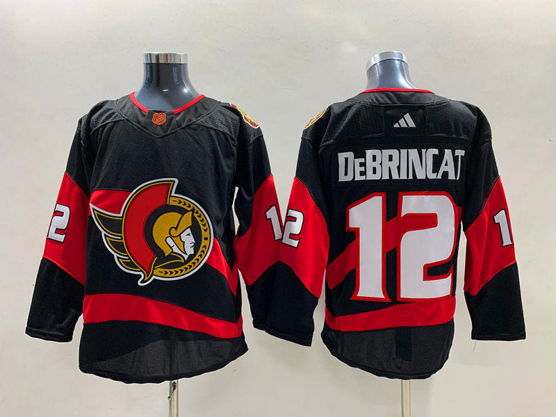 Men's Ottawa Senators Alex DeBrincat #12 Black Player Game Jersey1