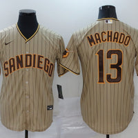 Men's San Diego Padres #13 Manny Machado Khaki Stitched Jersey1
