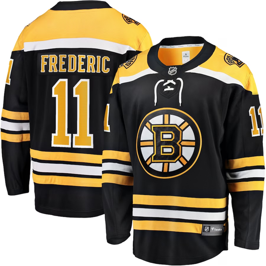 Men's Boston Bruins Trent Frederic #11 Black Replica Player Jersey1