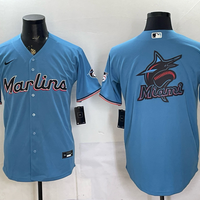 Men's Miami Marlins Blue Replica Player Jersey