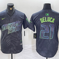 Men's Tampa Bay Rays Jonny DeLuca #21 Charcoal 2024 City Connect Limited Player Jersey1