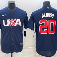 Men's 2023 World Baseball Classic #20 Pete Alonso USA Navy Jersey1