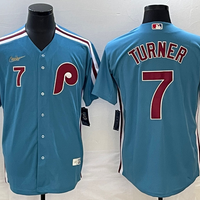 Men's Philadelphia Phillies Trea Turner #7 Blue Replica Team Jersey1