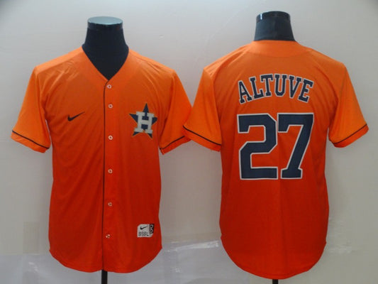 Men's Houston Astros Jose Altuve #27 Orange Game Player Jersey1