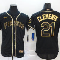 Men's Pittsburgh Pirates Roberto Clemente #21 Black Stitched Jersey1