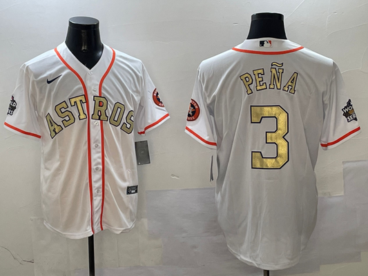 Men's Houston Astros Jeremy Pena #3 White Player Jersey1