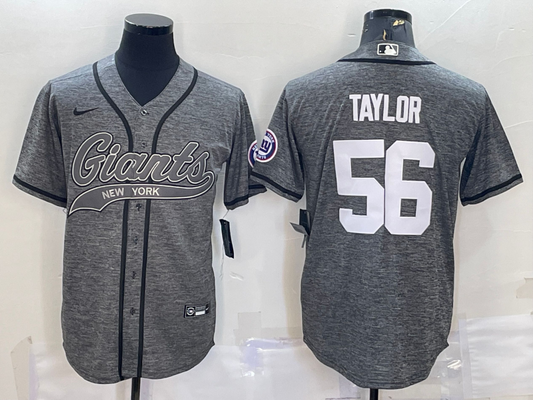 Men's New York Giants Lawrence Taylor #56 Gray Game Jersey1 Joint Edition