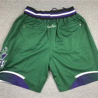 Men's Milwaukee Bucks Basketball Shorts1 With pocket Vintage Green