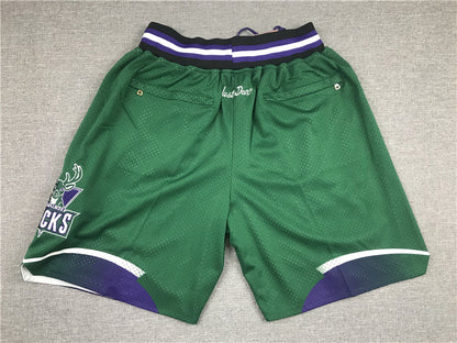 Men's Milwaukee Bucks Basketball Shorts1 With pocket Vintage Green