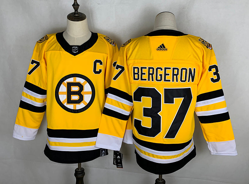 Men's Boston Bruins Patrice Bergeron #37 Yellow Player Game Jersey1