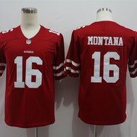 Men's San Francisco 49ers Joe Montana #16 Red Game Jersey1