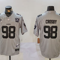 Men's Las Vegas Raiders Maxx Crosby #98 Gray 2024 Vapor Limited Jersey1