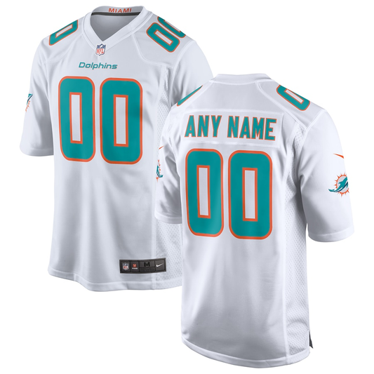 Custom Miami Dolphins White Game Jersey1