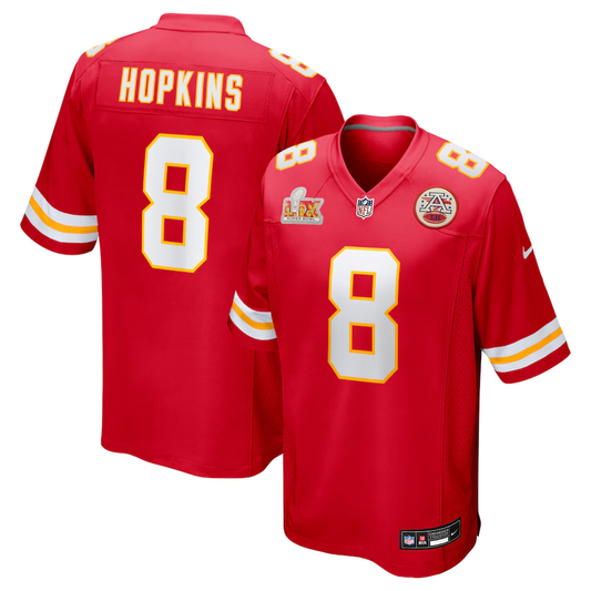 Men's Kansas City Chiefs DeAndre Hopkins #8 Red Super Bowl LIX Game Player Jersey1
