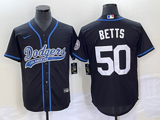 Men's Los Angeles Dodgers Mookie Betts #50 Black Player Jersey1 Joint Edition