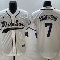 Men's Chicago White Sox Tim Anderson #7 White Replica Player Jersey1 Joint Edition
