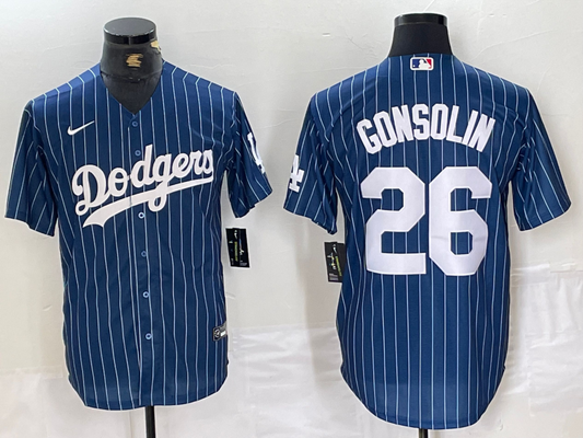 Men's Los Angeles Dodgers Tony Gonsolin #26 Blue Replica Baseball Jersey1