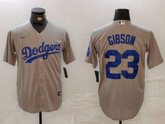 Men's Los Angeles Dodgers Kirk Gibson #23 Gray Replica Player Jersey1