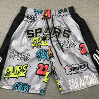 Men's San Antonio Spurs Gray Graffiti Edition Pocket Shorts1