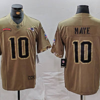 Men's New England Patriots Drake Maye #10 Olive 2022 Salute To Service Limited Jersey1