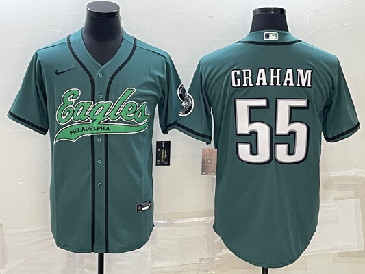 Men's Philadelphia Eagles Brandon Graham #55 Midnight Green Game Jersey1 Joint Edition