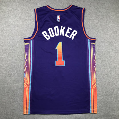 Men's Phoenix Suns Devin Booker #1 Purple 2023/24 Swingman Jersey1 - City Edition