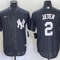 Men's New York Yankees Derek Jeter #2 Black Official Replica Player Jersey1