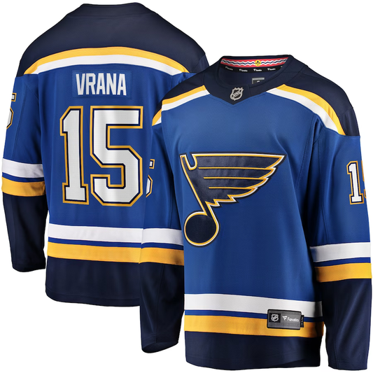 Men's St. Louis Blues Jakub Vrana #15 Blue Home Breakaway Jersey1